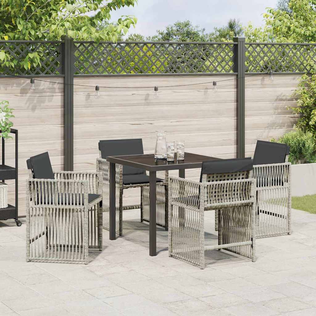 Tuin eettafelset 5 pcs Lichtgrijs Gepoedercoat staal