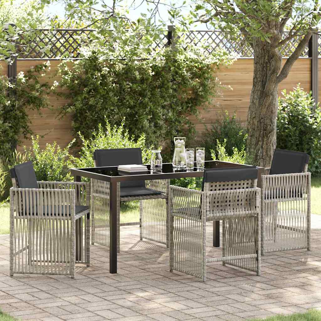 Tuin eettafelset 5 pcs Lichtgrijs Gepoedercoat staal