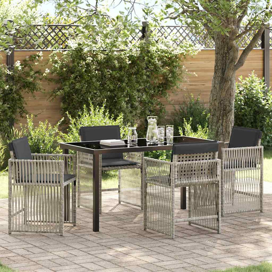 Tuin eettafelset 5 pcs Lichtgrijs Gepoedercoat staal