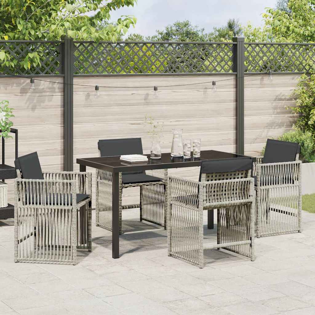 Tuin eettafelset 5 pcs Lichtgrijs Gepoedercoat staal
