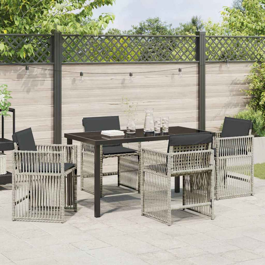 Tuin eettafelset 5 pcs Lichtgrijs Gepoedercoat staal