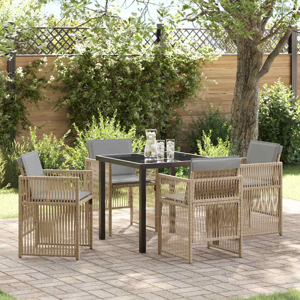 Tuin eettafelset 5 pcs Beige Gepoedercoat staal