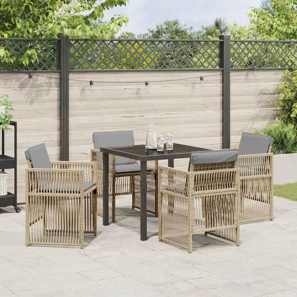 Tuin eettafelset 5 pcs Beige Gepoedercoat staal