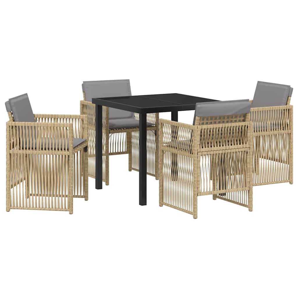 Tuin eettafelset 5 pcs Beige Gepoedercoat staal
