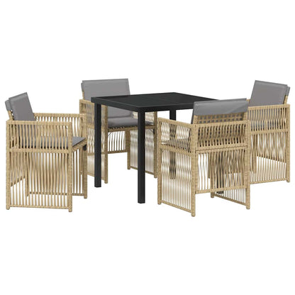 Tuin eettafelset 5 pcs Beige Gepoedercoat staal