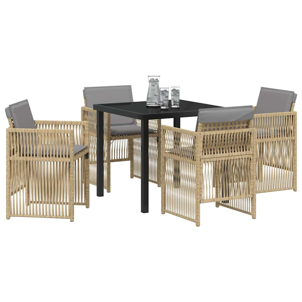 Tuin eettafelset 5 pcs Beige Gepoedercoat staal