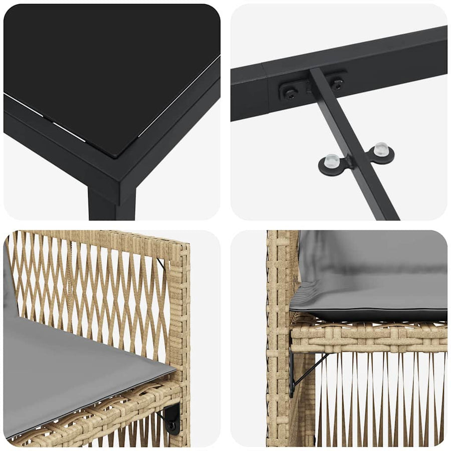 Tuin eettafelset 5 pcs Beige Gepoedercoat staal
