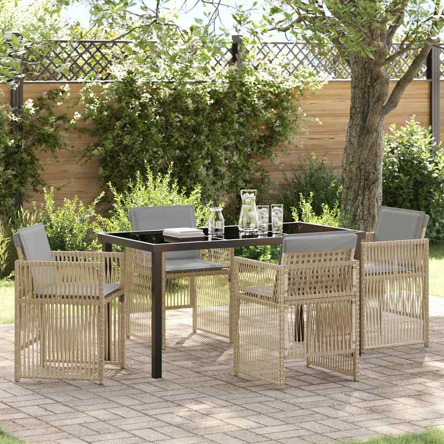 Tuin eettafelset 5 pcs Beige Gepoedercoat staal