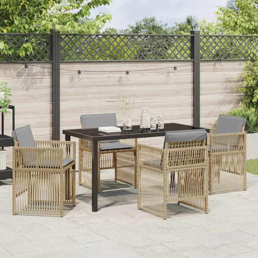Tuin eettafelset 5 pcs Beige Gepoedercoat staal