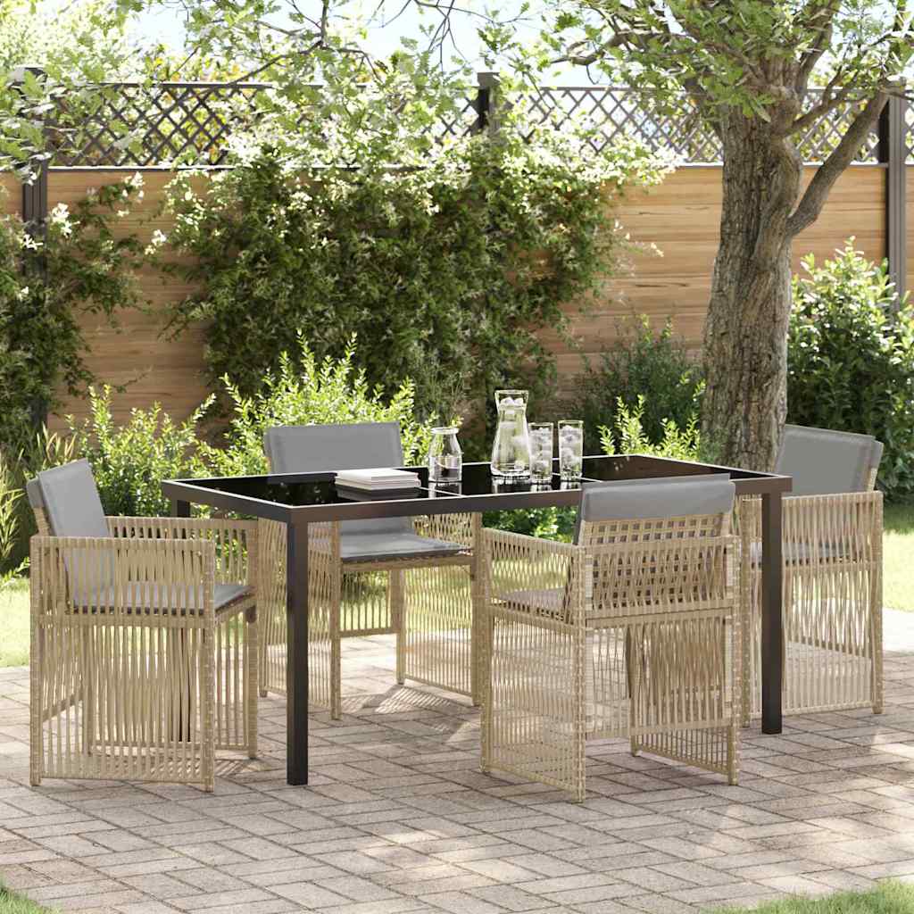 Tuin eettafelset 5 pcs Beige Gepoedercoat staal