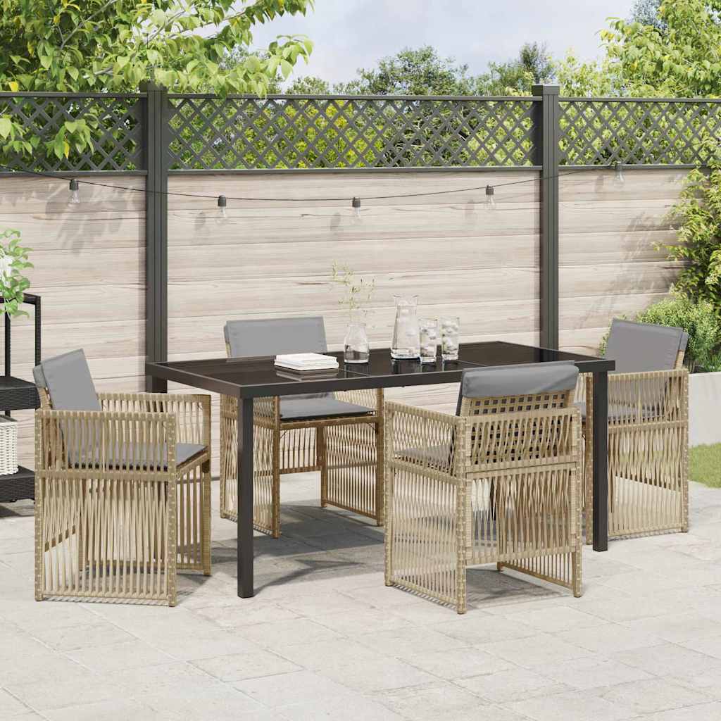 Tuin eettafelset 5 pcs Beige Gepoedercoat staal