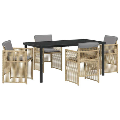 Tuin eettafelset 5 pcs Beige Gepoedercoat staal
