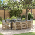 Tuin eettafelset 9-delig gepoedercoat staal beige