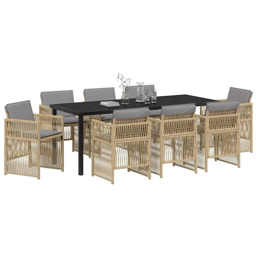 Tuin eettafelset 9 pcs Beige Gepoedercoat staal