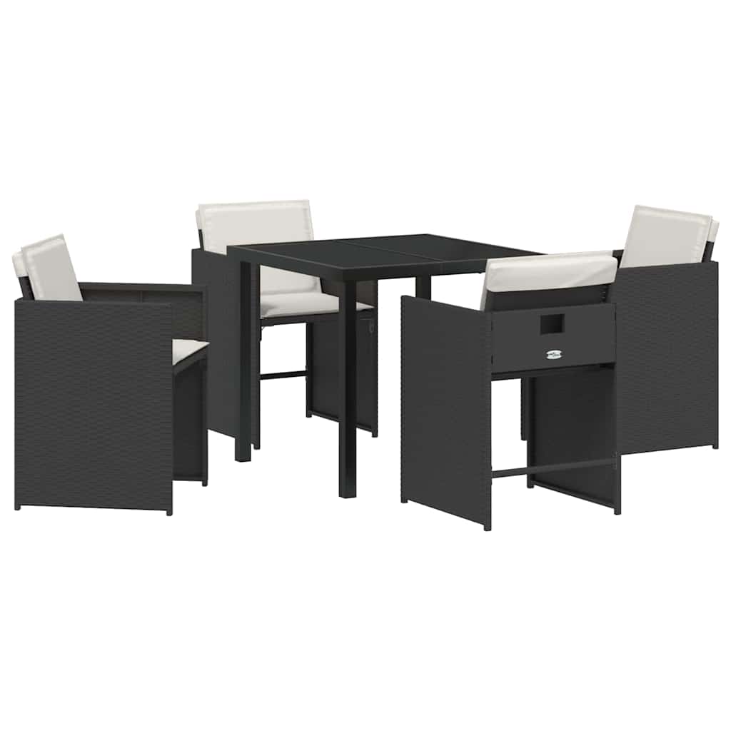 Tuin Eetset 5 pcs Zwart poly rattan