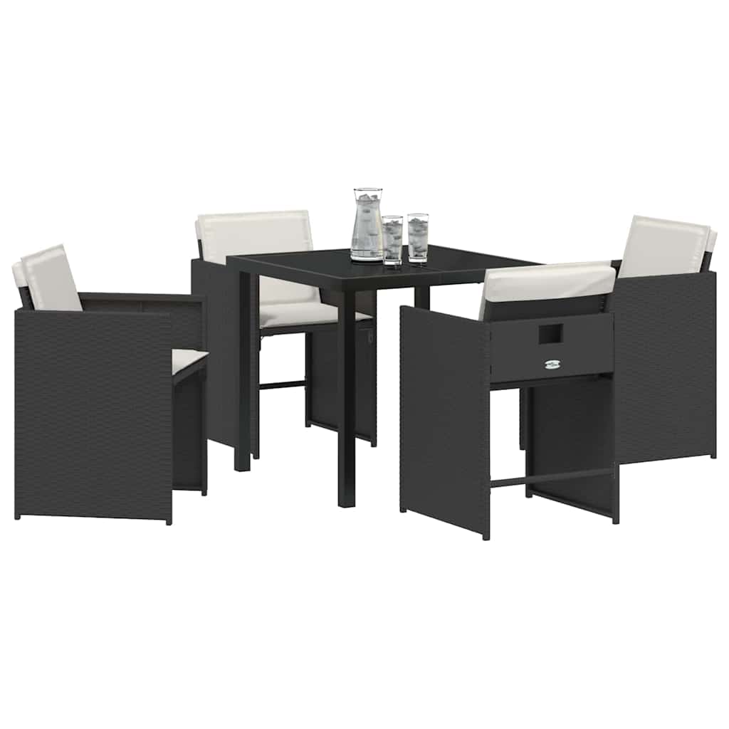 Tuin Eetset 5 pcs Zwart poly rattan