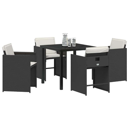 Tuin Eetset 5 pcs Zwart poly rattan
