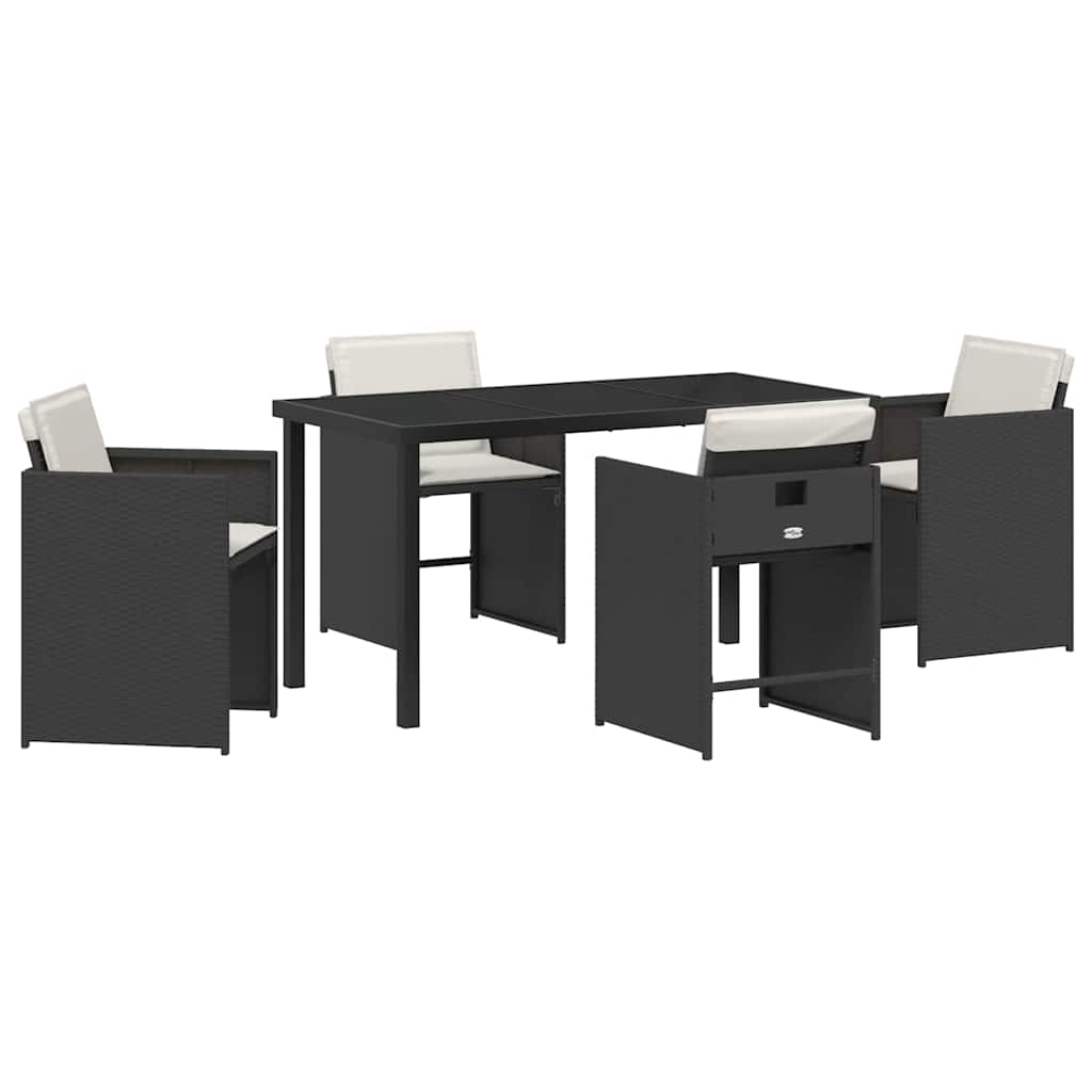 Tuin Eetset 5 pcs Zwart poly rattan