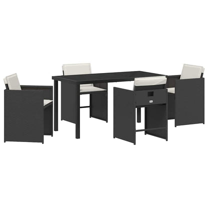 Tuin Eetset 5 pcs Zwart poly rattan