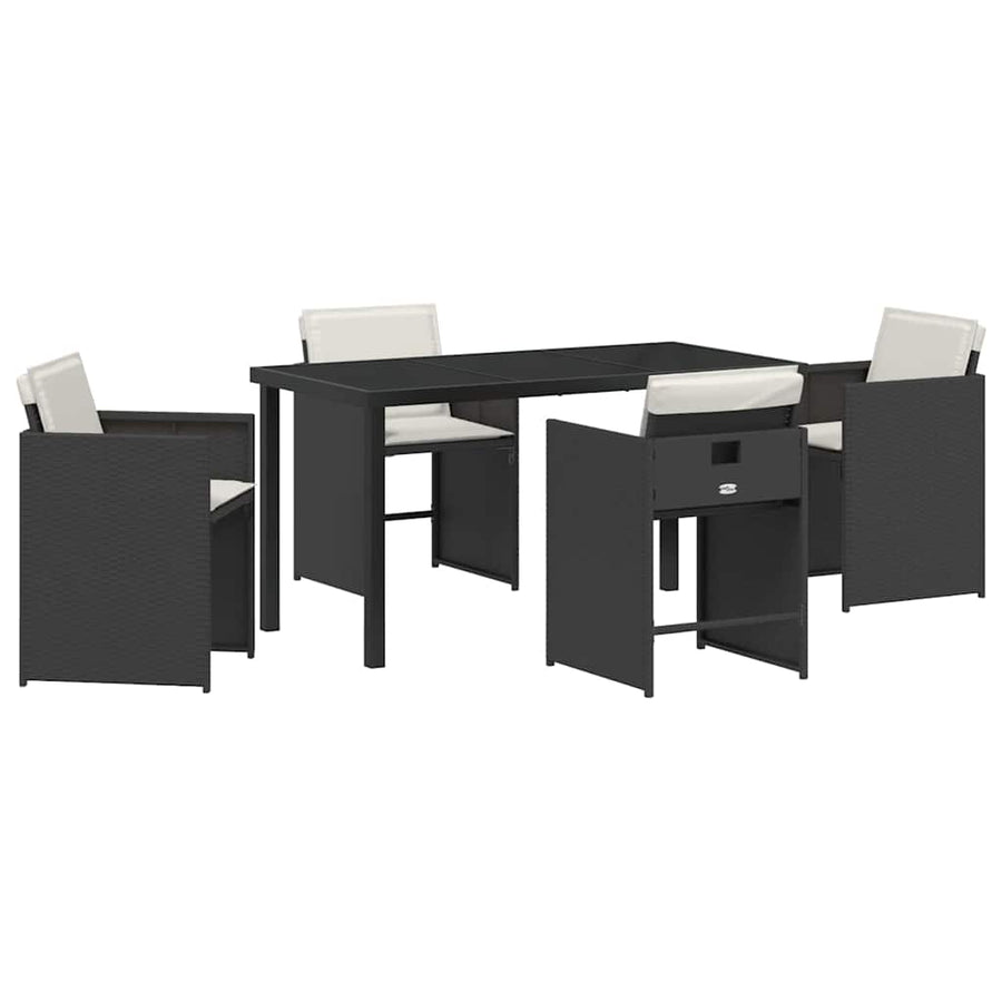 Tuin Eetset 5 pcs Zwart poly rattan