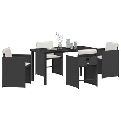 Tuin Eetset 5 pcs Zwart poly rattan