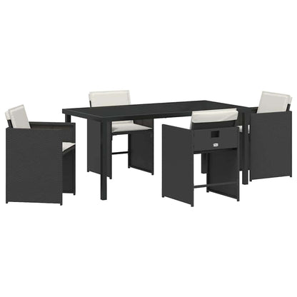 Tuin Eetset 5 pcs Zwart poly rattan