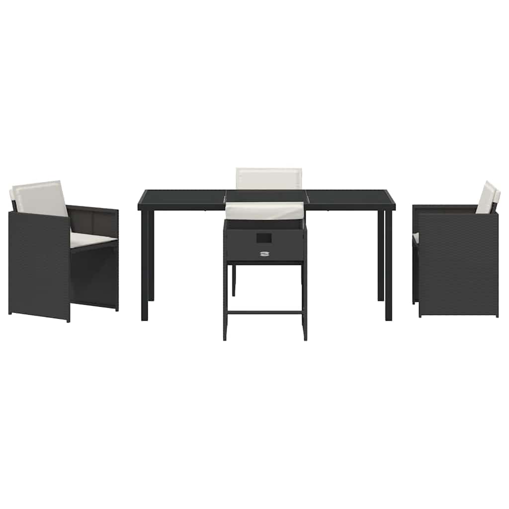 Tuin Eetset 5 pcs Zwart poly rattan
