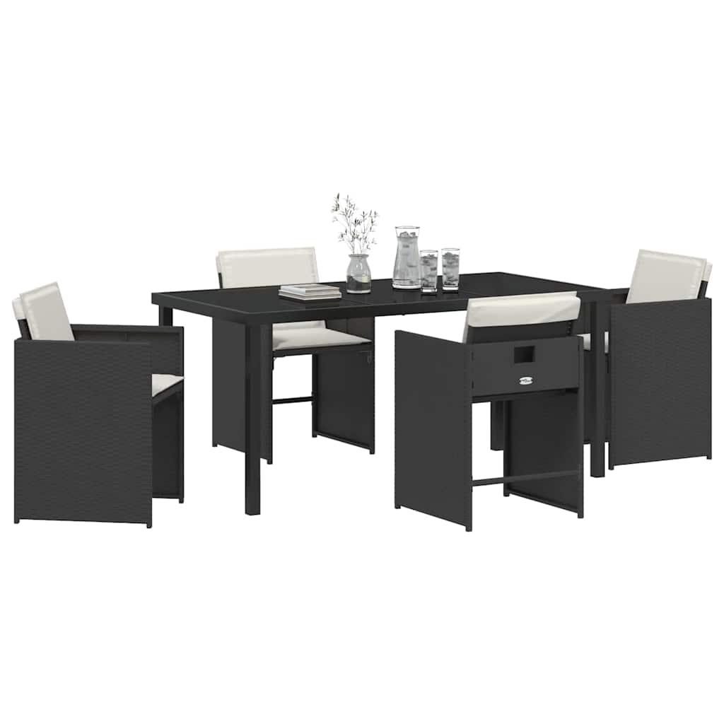 Tuin Eetset 5 pcs Zwart poly rattan