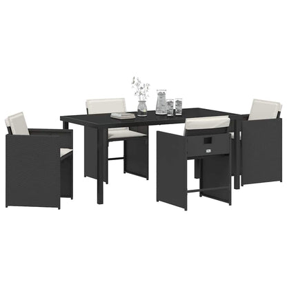 Tuin Eetset 5 pcs Zwart poly rattan