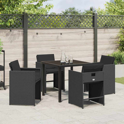 Tuin Eetset 5 pcs Zwart poly rattan