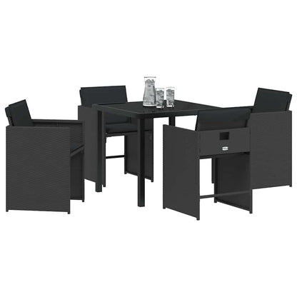 Tuin Eetset 5 pcs Zwart poly rattan