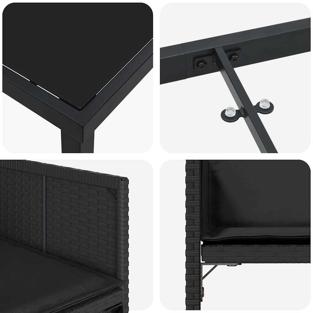 Tuin Eetset 5 pcs Zwart poly rattan