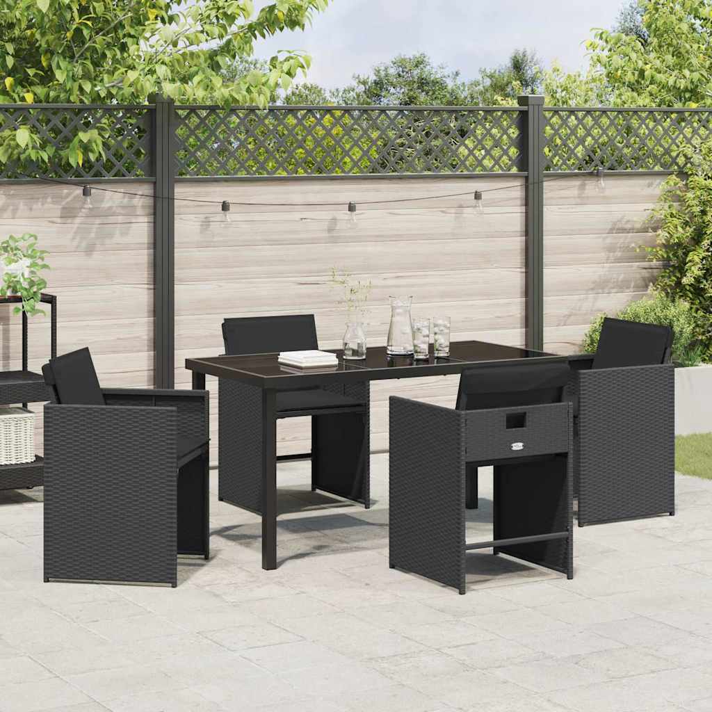 Tuin Eetset 5 pcs Zwart poly rattan