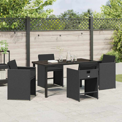 Tuin Eetset 5 pcs Zwart poly rattan