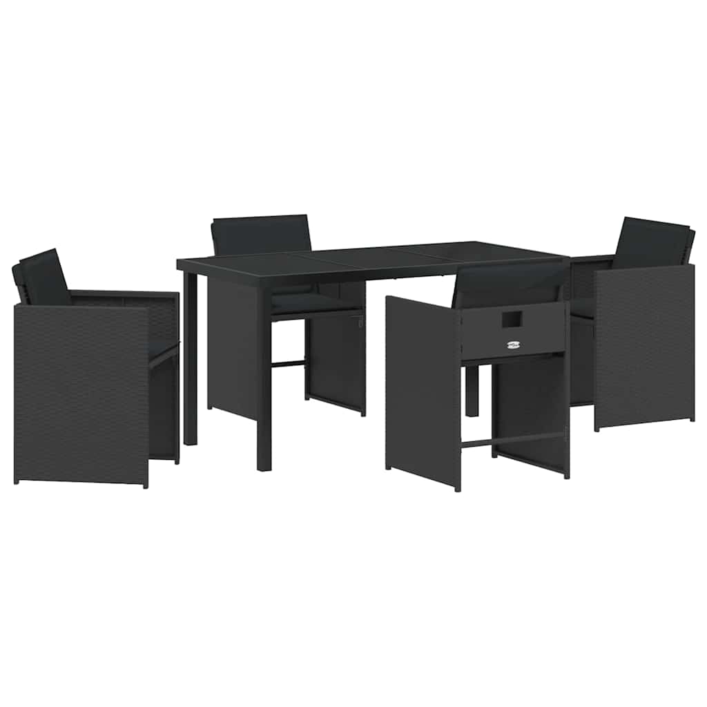 Tuin Eetset 5 pcs Zwart poly rattan