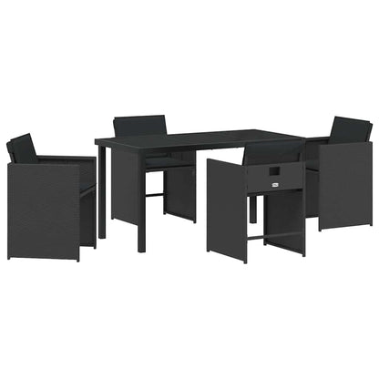 Tuin Eetset 5 pcs Zwart poly rattan