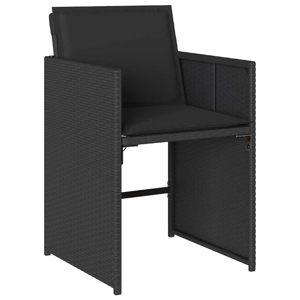 Tuin Eetset 5 pcs Zwart poly rattan