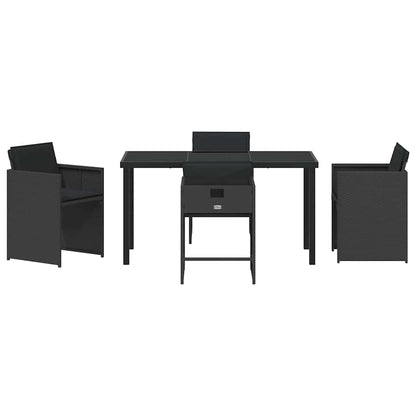 Tuin Eetset 5 pcs Zwart poly rattan