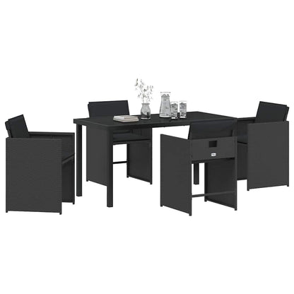 Tuin Eetset 5 pcs Zwart poly rattan
