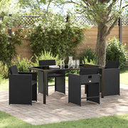 Garden dining set 5 pcs Black poly rattan