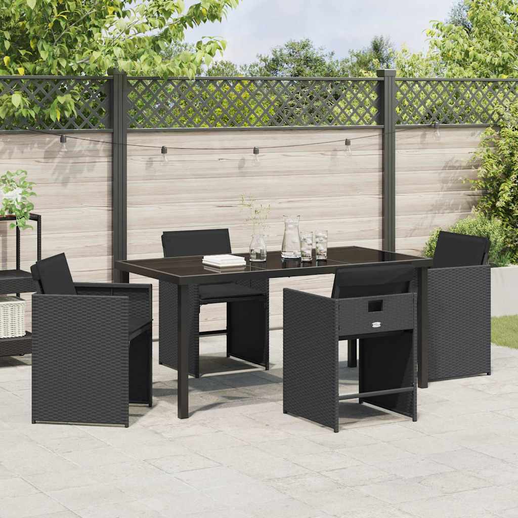 Tuin Eetset 5 pcs Zwart poly rattan