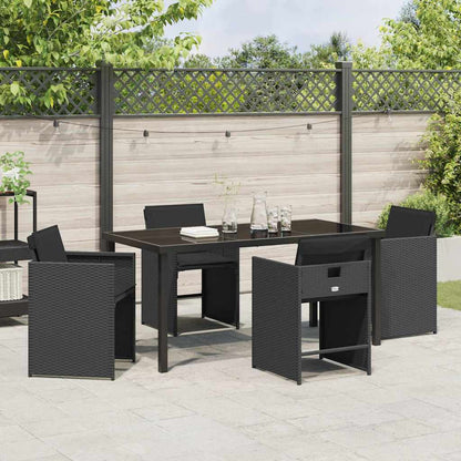 Tuin Eetset 5 pcs Zwart poly rattan