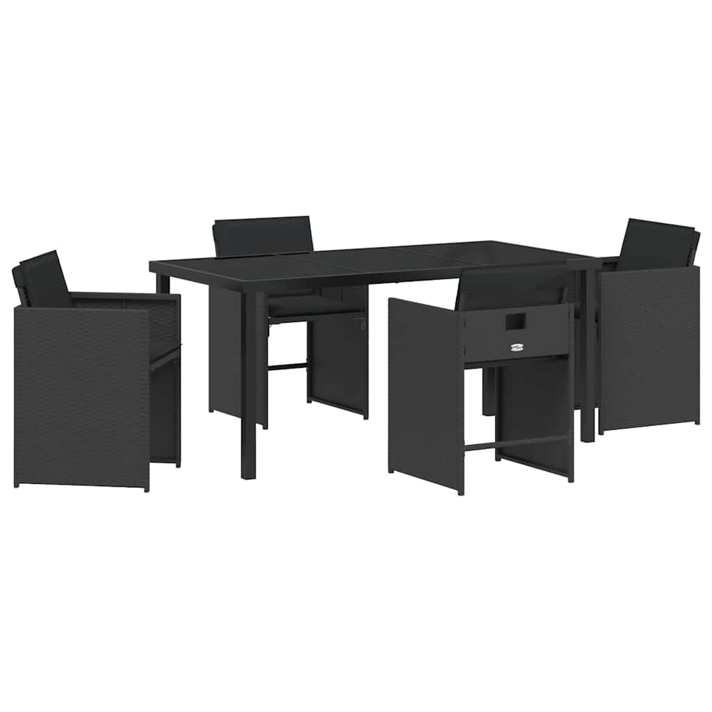 Tuin Eetset 5 pcs Zwart poly rattan