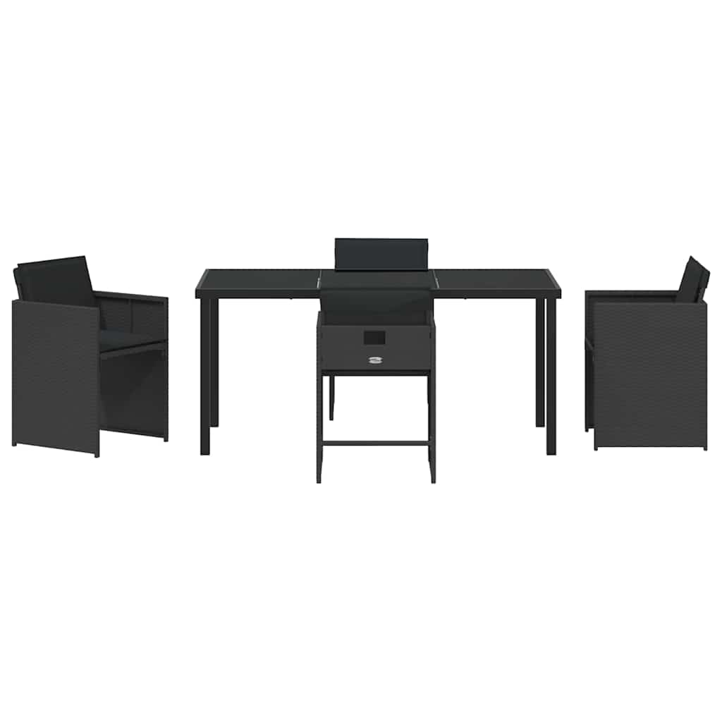 Tuin Eetset 5 pcs Zwart poly rattan
