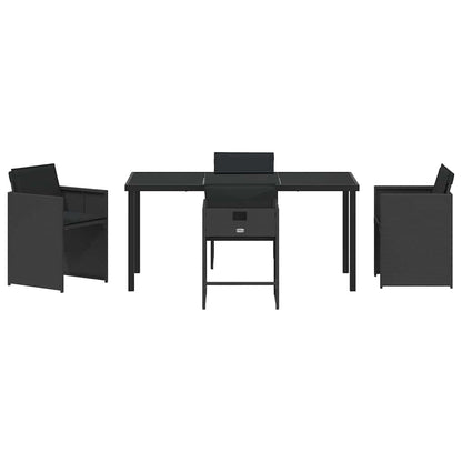 Tuin Eetset 5 pcs Zwart poly rattan