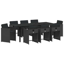 Tuin Eettafelset 9 Pcs Poly Rattan 8-persoons Zwart en zwart 200 cm