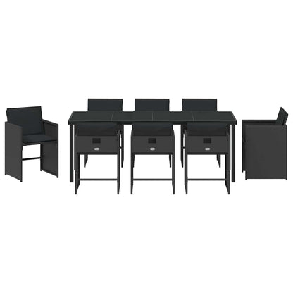 Tuin Eettafelset 9 Pcs Poly Rattan 8-persoons Zwart en zwart 200 cm