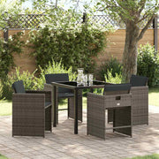 Outdoor dining set 5 pcs Grey poly rattan