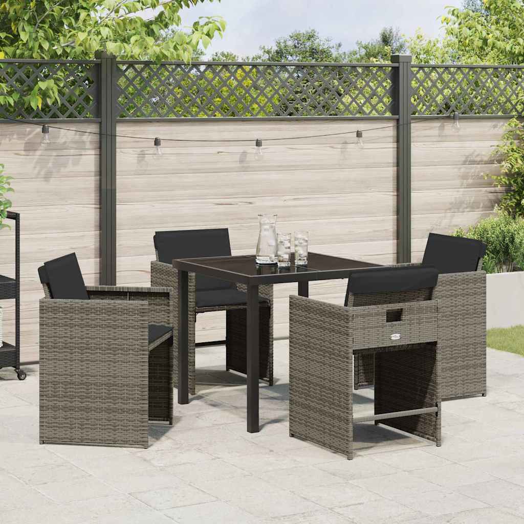 Tuin Eetset 5 pcs Grijs poly rattan