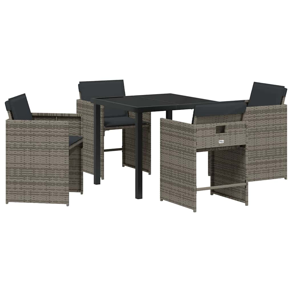 Tuin Eetset 5 pcs Grijs poly rattan
